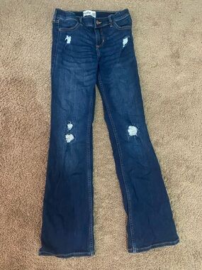 Kids Distressed Dark Blue Mid-rise boot Jeans